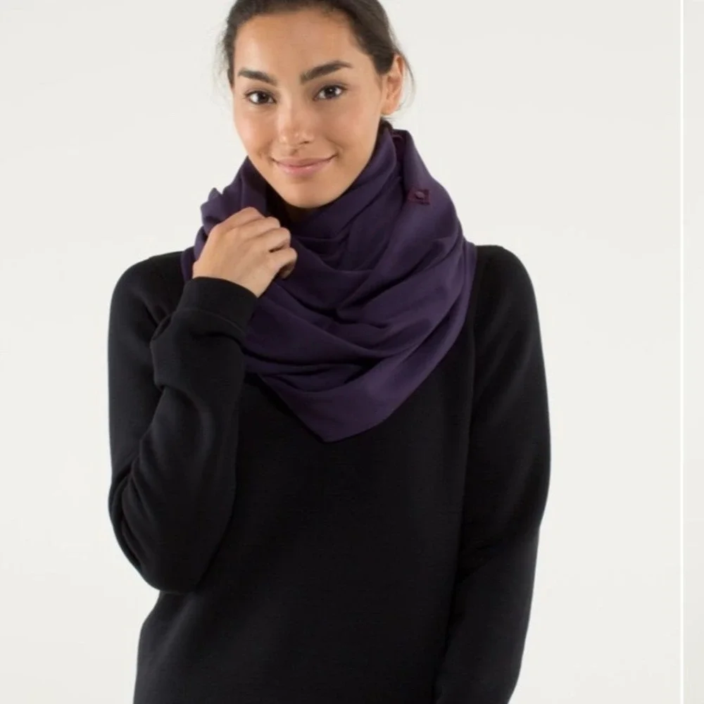 Lululemon Vinyasa Scarf Rulu Hyper Stripe Plum Purple Reversible Snap Wrap